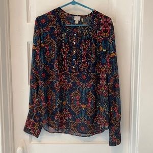 Converse blue floral blouse size XL